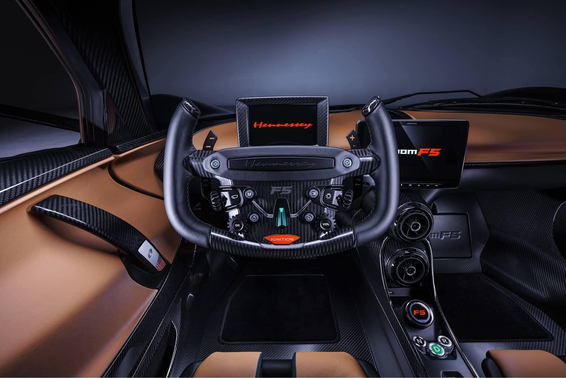 Venom F5 interior steering wheel