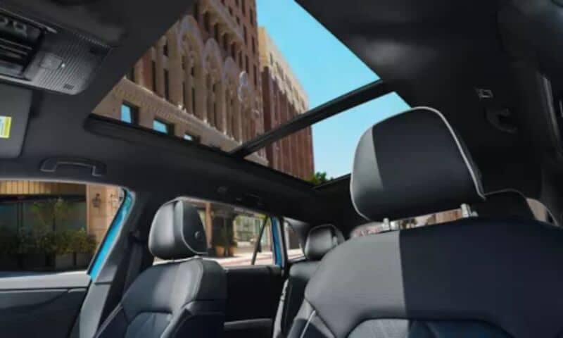 The interior and sunroof of the 2024 VW Atlas