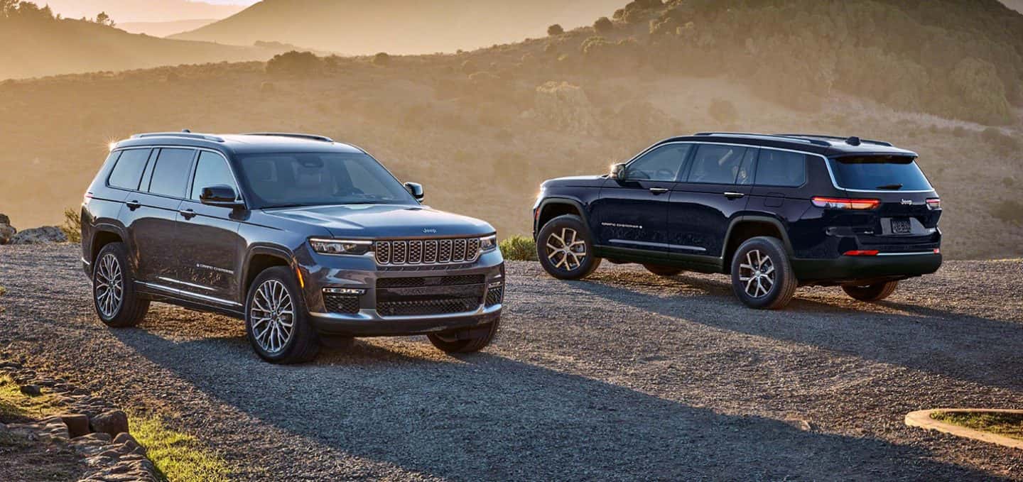 Jeeps on a mountain range