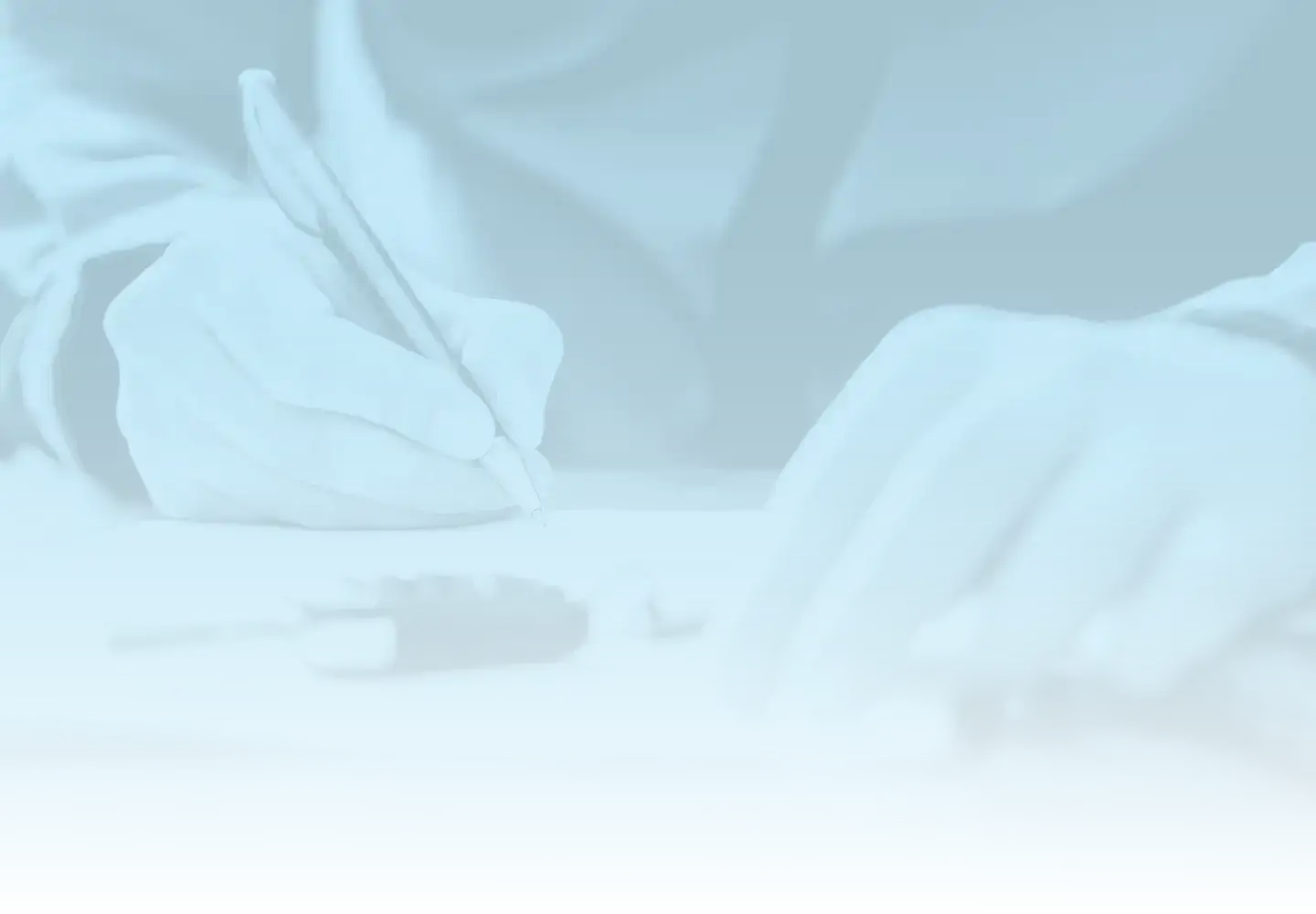 Finance Page Background image - hands with pen filling out paperwork with keys on desk