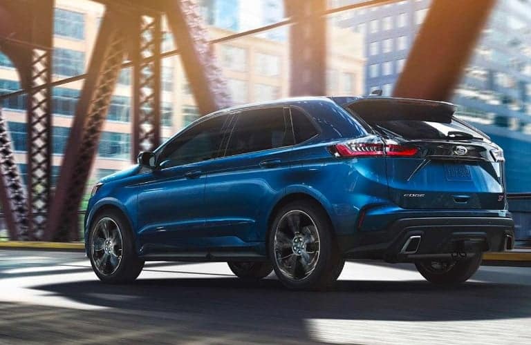 2019 Ford Edge blue back view