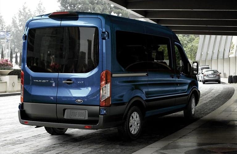2019 Ford Transit blue back view