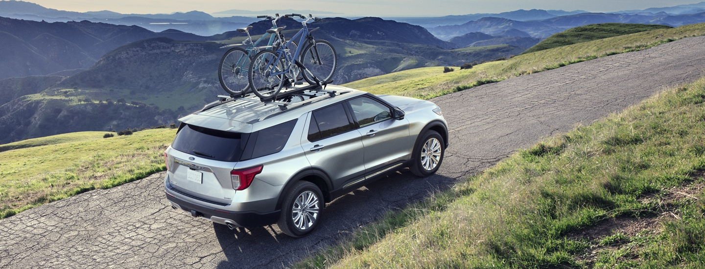 2020 Ford Explorer with bikes on a bike rack