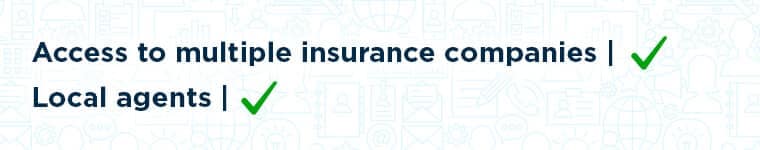 Acccess to multiple iinsurance companies and local agents