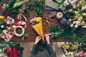Tying Bouquet of Flowers