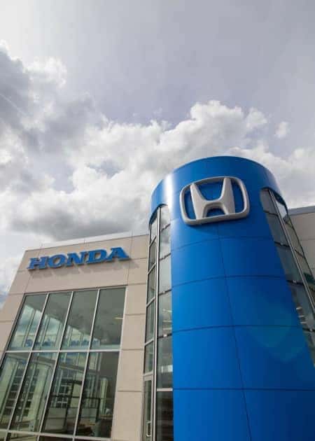 Front of Honda Dealership Lot