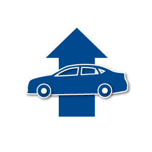 Icon of car with up arrow