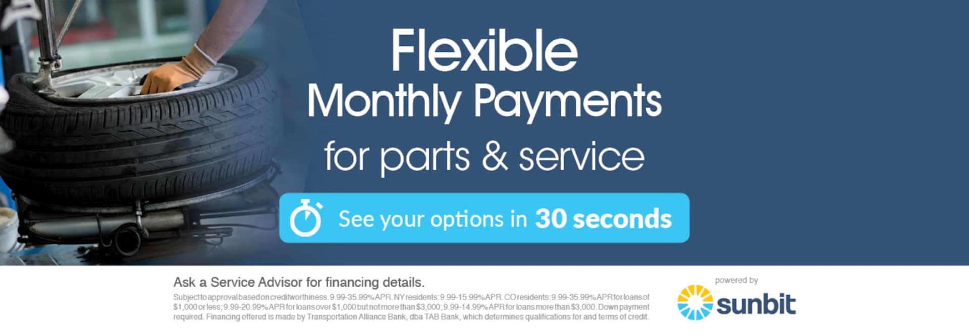 Flexible Monthly Payments for Parts and Service
