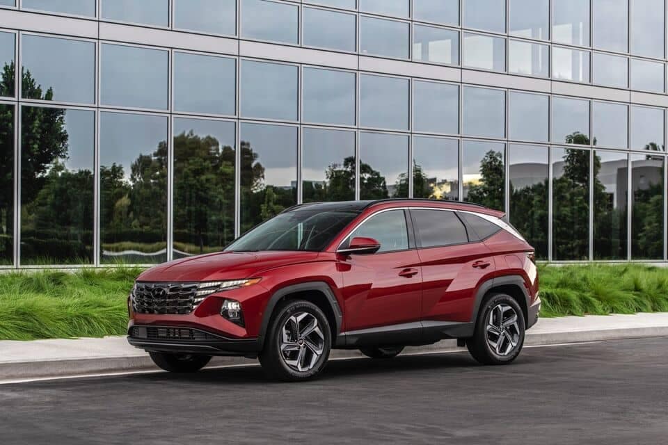 2022 Red Tucson side view