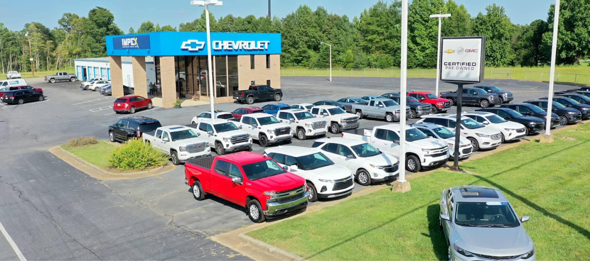 Aerial photo of the dealership during the day.