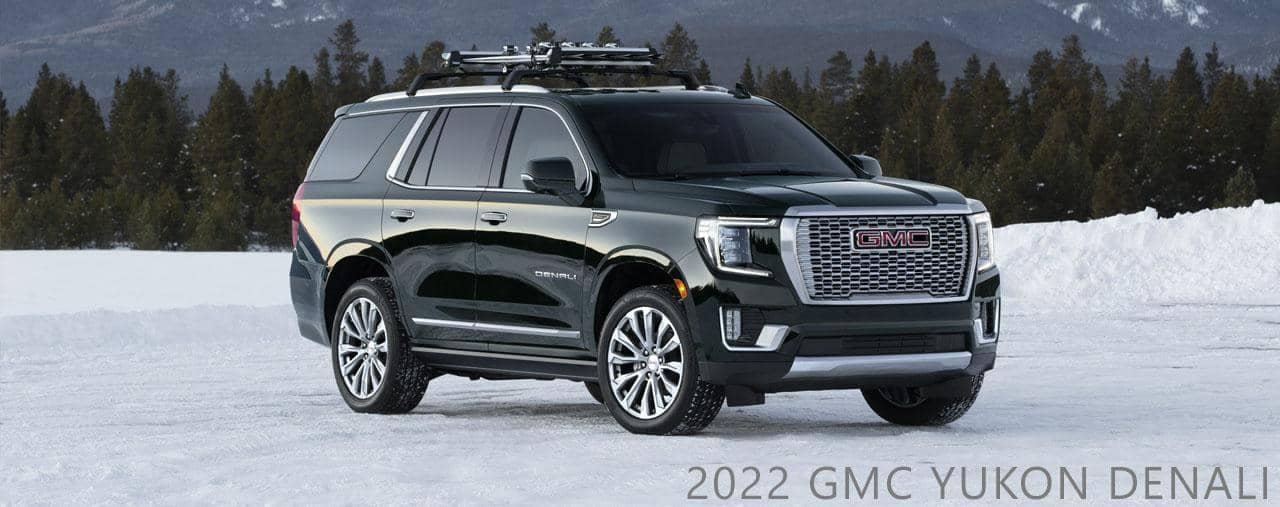 2022 GMC YUKON in the snow angled view