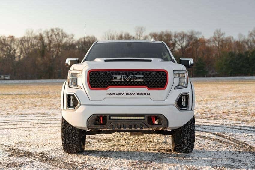 Harley-Davidson GMC Sierra White Truck Showing Harley Davidson Grille