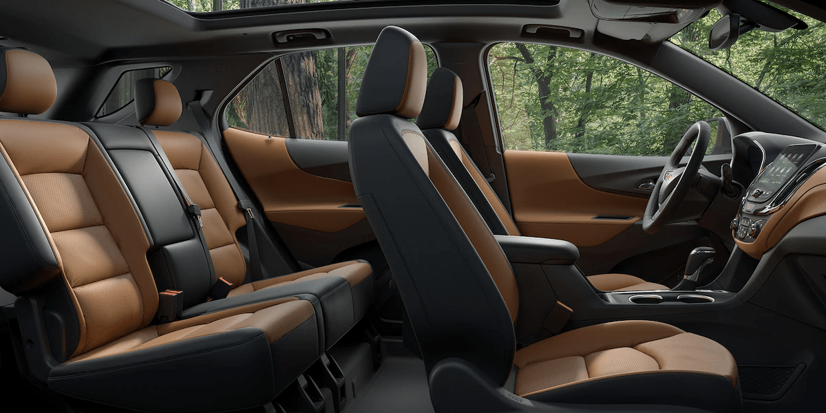 2019 Chevy Equinox interior in tan and black leather