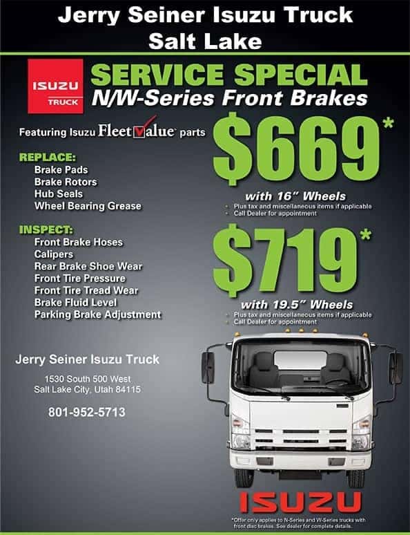 izuzu truck service specials