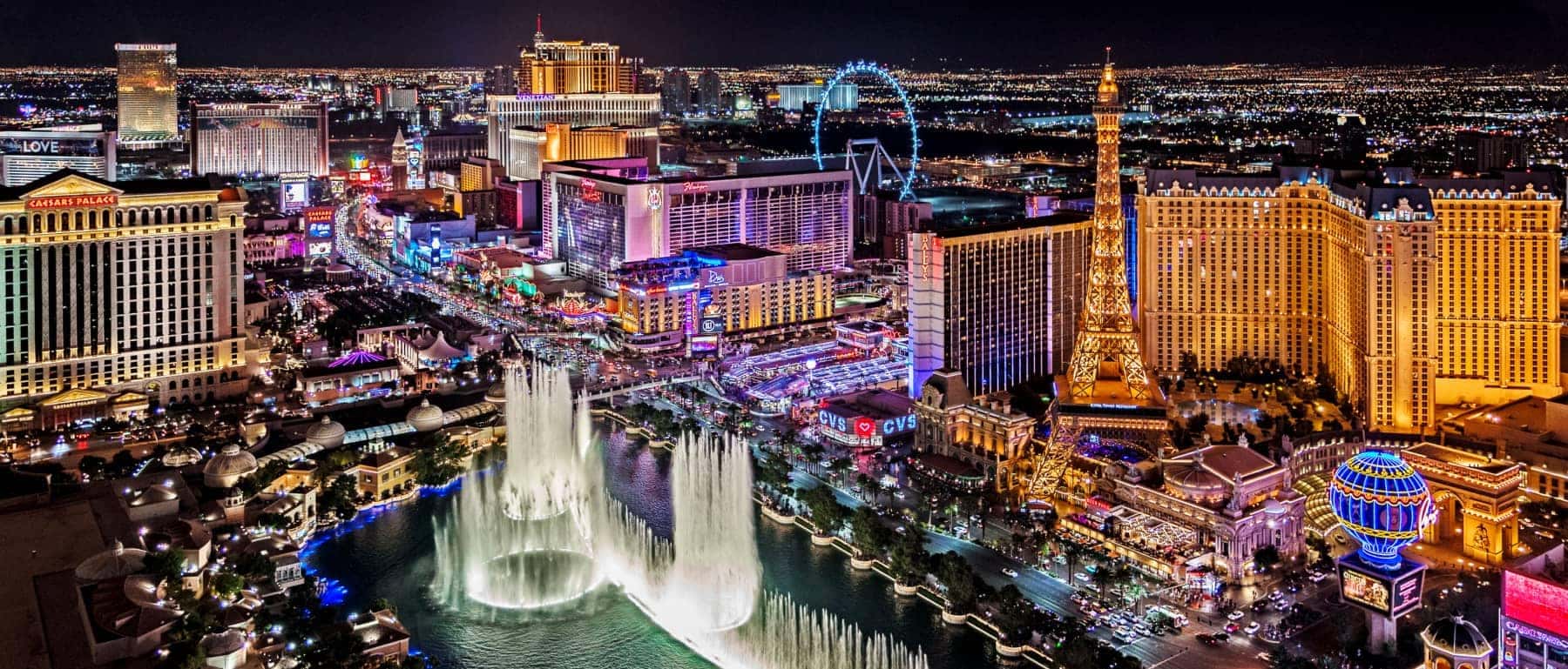 Downtown Las Vegas from a bird's eye perspective