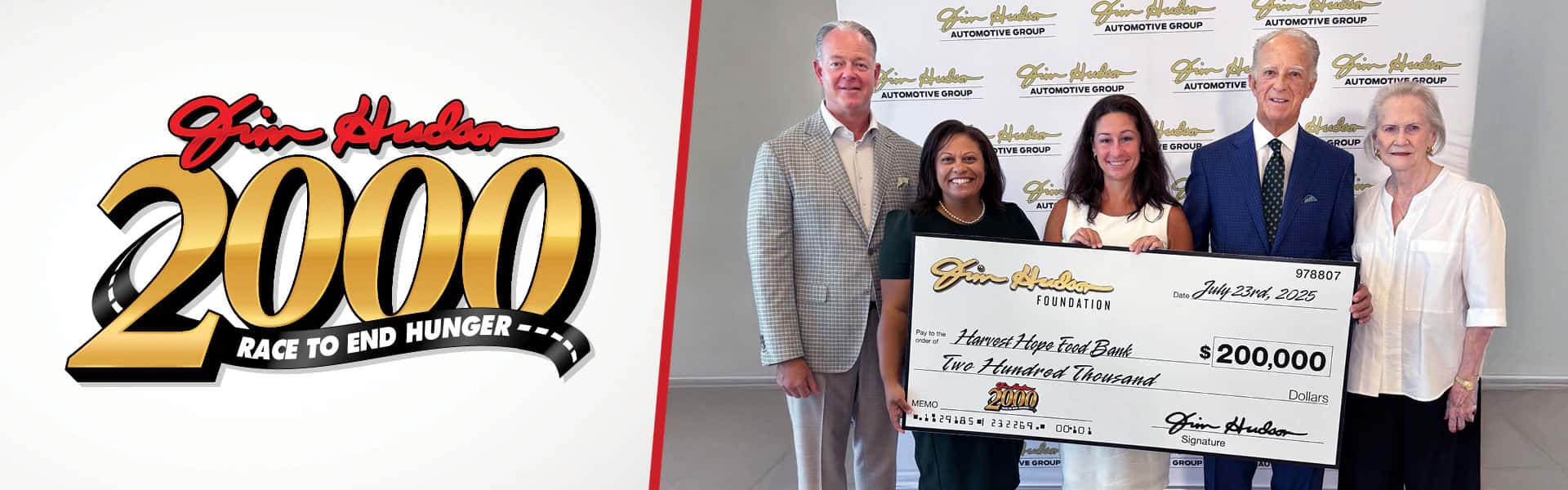 Charity Header of people holding a check