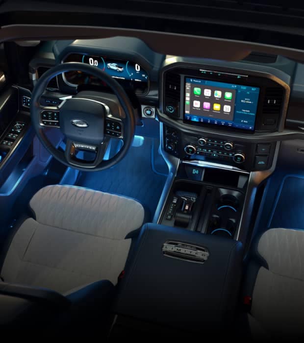 Interior view of Ford vehicle highlighting dashboard and media console