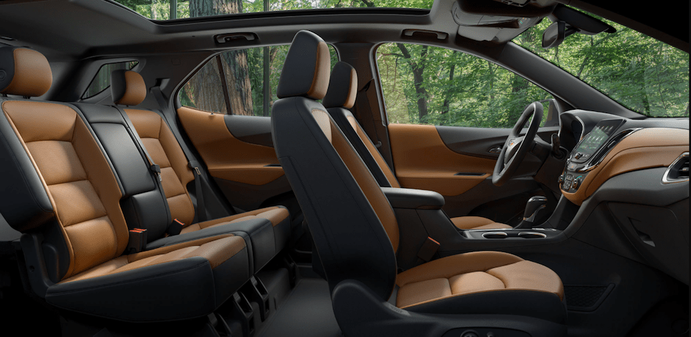 Leather seats inside a new 2020 Chevy Equinox