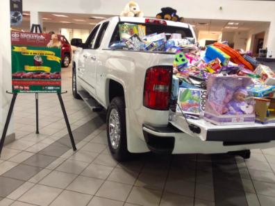A 2020 Chevy Silverado filled with toys for tots