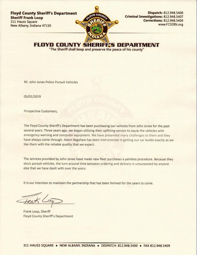 Floyd County Sheriff's Department review letter