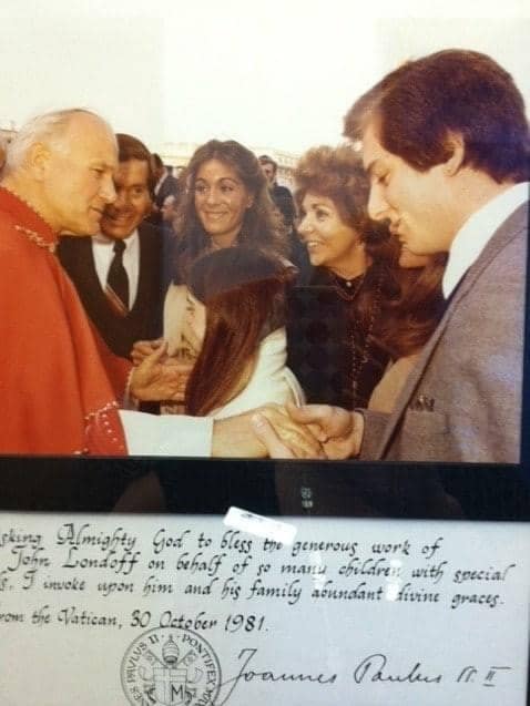 The Londoff family meeting Pope John Paul II.
