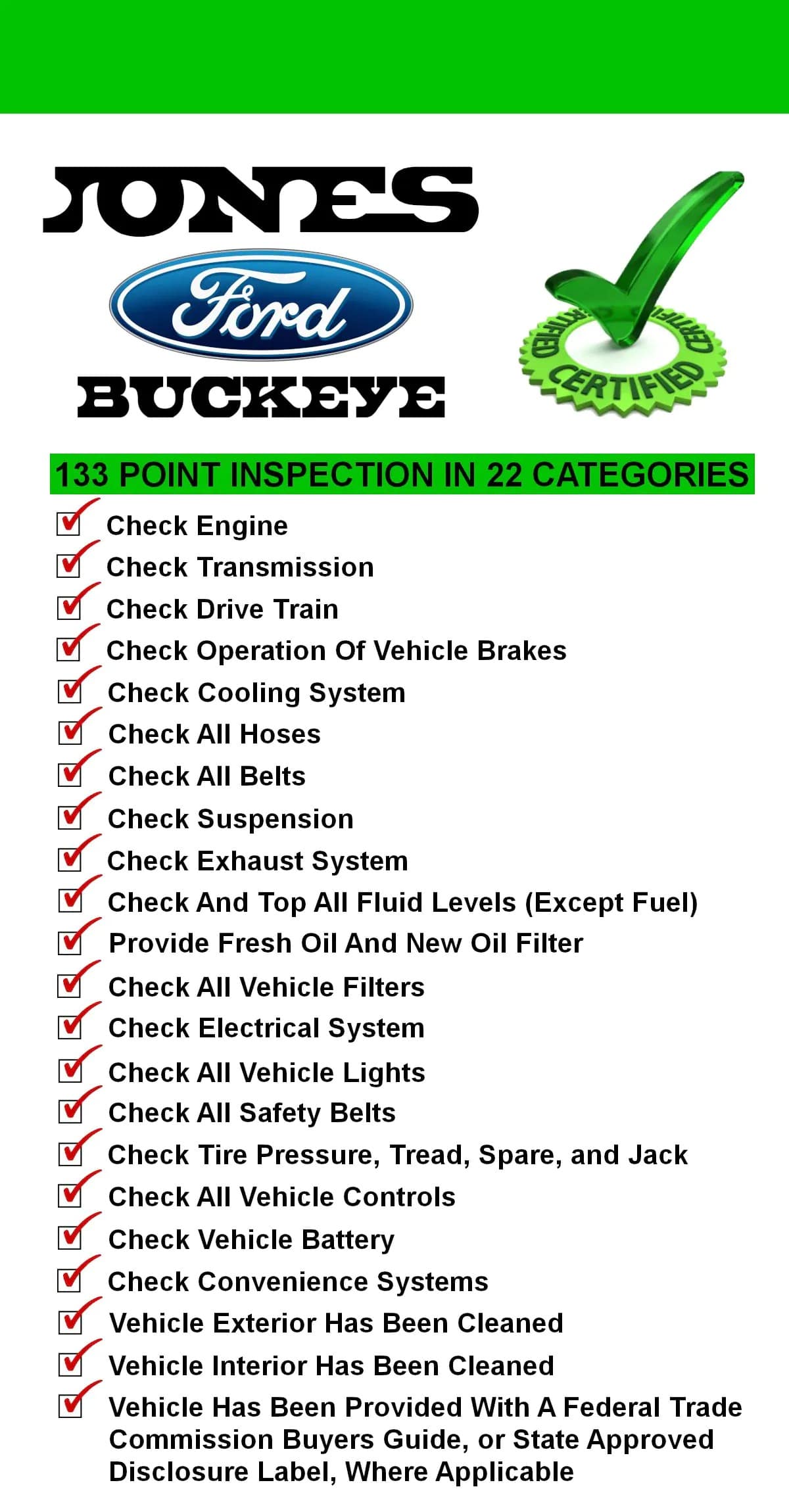 Ford Buckeye Checklist