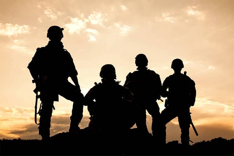 Silhouette of People in the Military