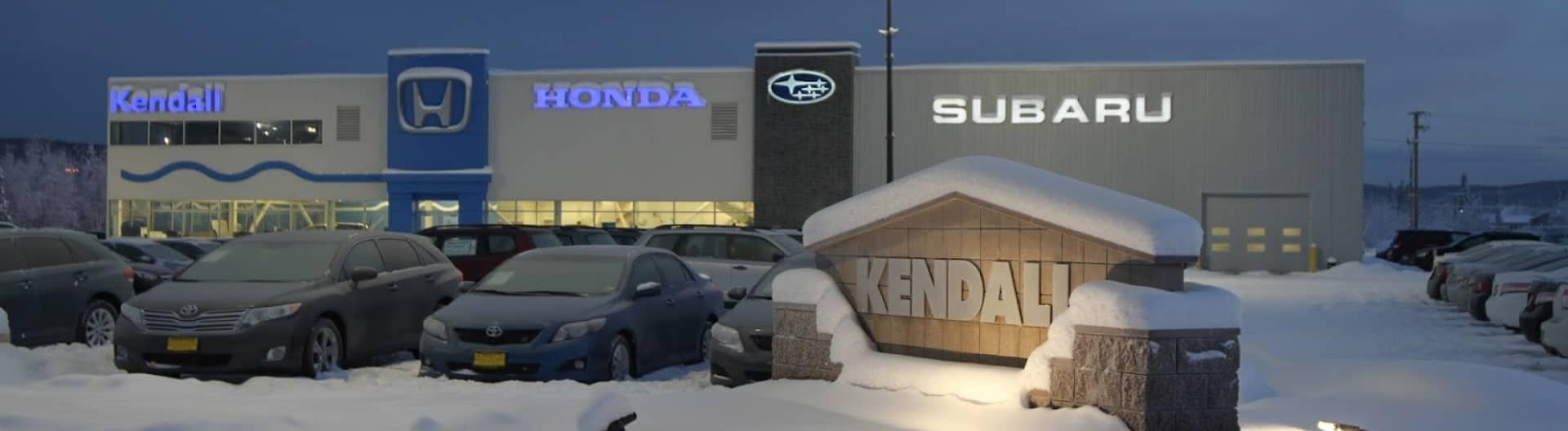 An exterior view of the top of a Subaru Dealership Building