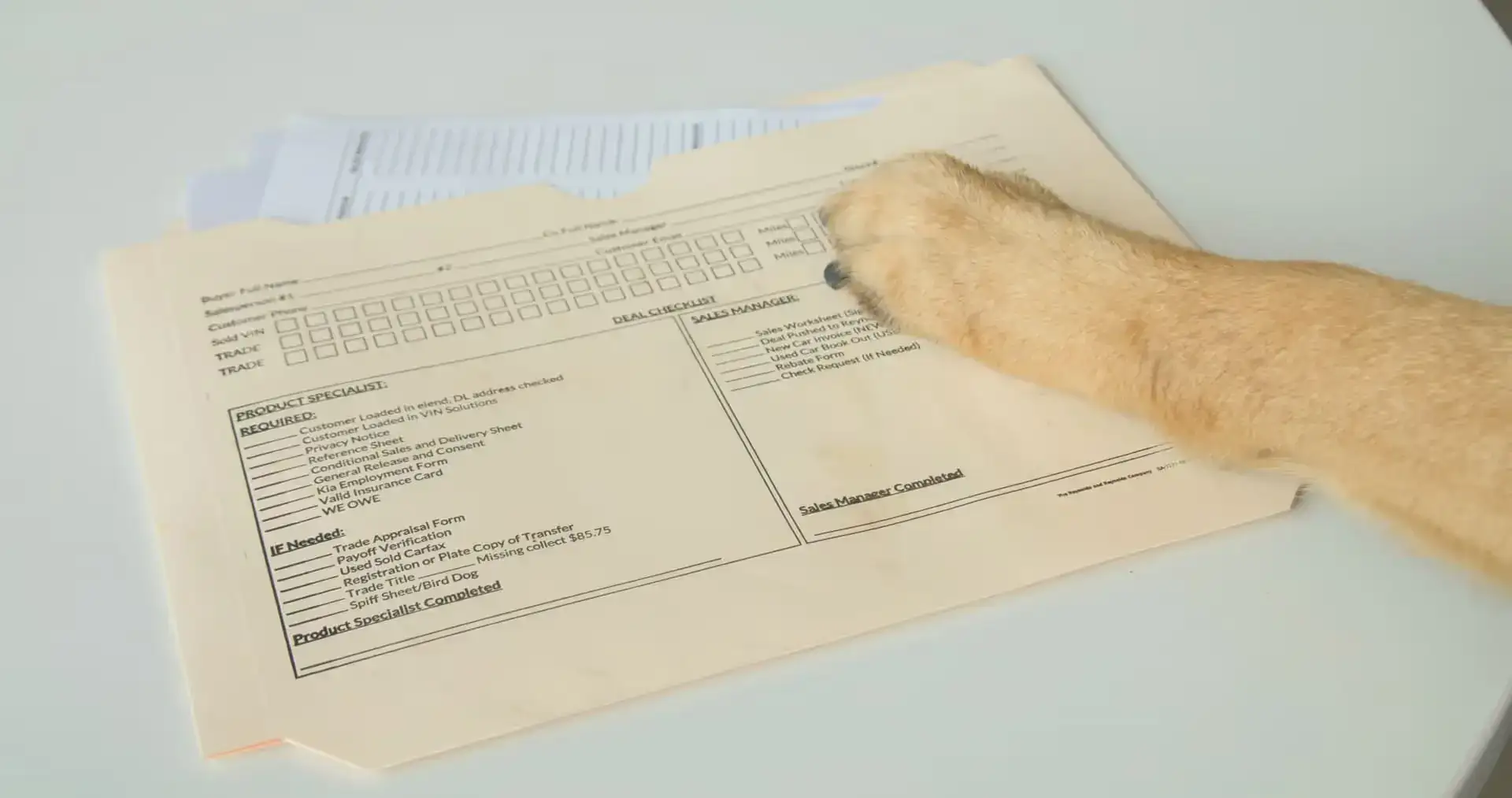 Financing paperwork