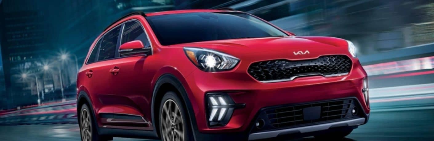 Front view of a red 2022 Kia Sportage