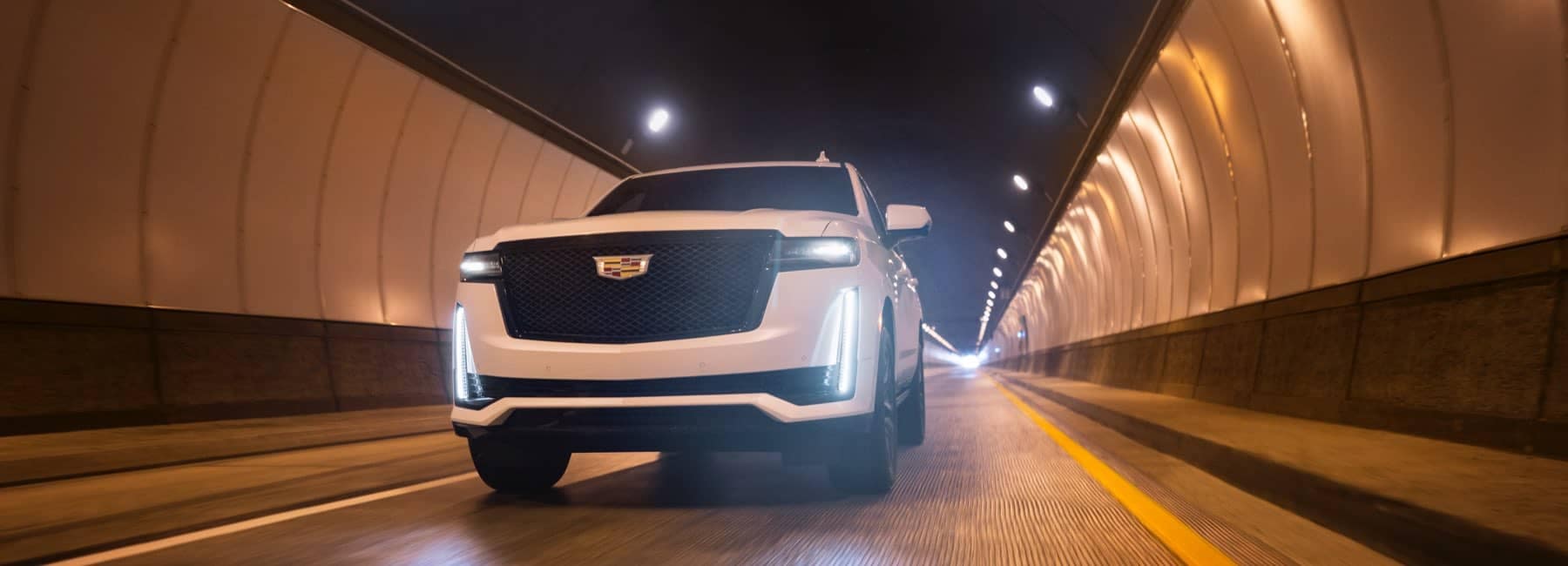 2021 Cadillac Escalade driving through tunnel