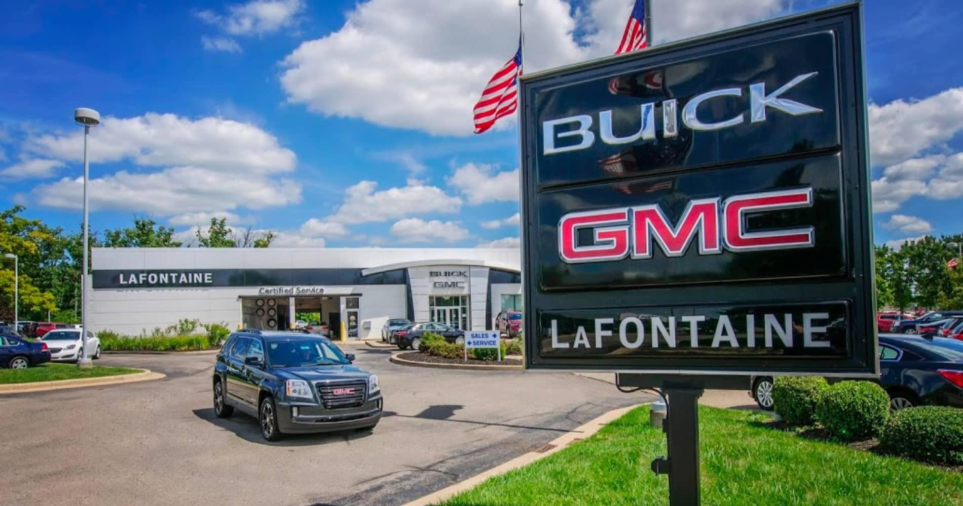 An exterior shot of LaFontaine Buick GMC of Ann Arbor 