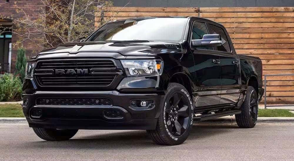 A black 2024 Ram 1500 is shown parked after viewing Ram trucks for sale.