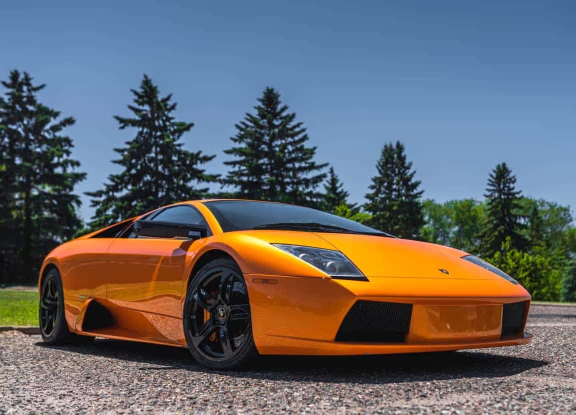 Orange Lamborghini on driveway
