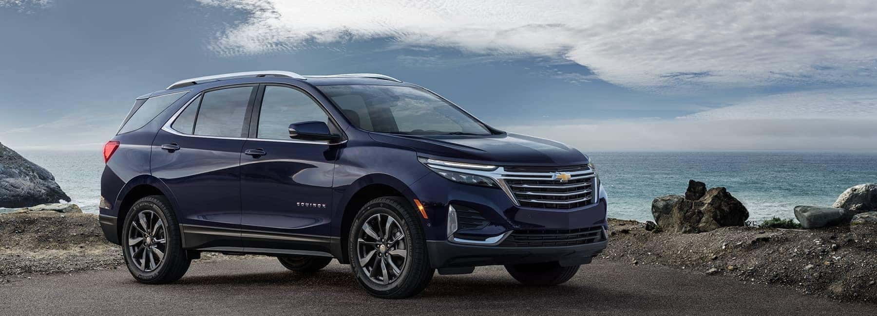 Blue 2021 Chevrolet Equinox Along the Ocean