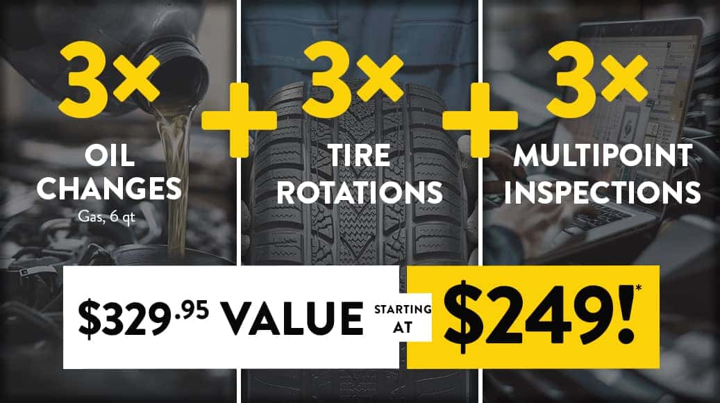 3x Oil Changes + 3x Tire Rotations + 3x Multipoint Inspections