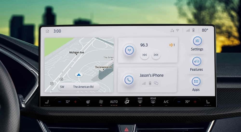 A close-up shows an infotainment screen in a 2025 Ford Escape.