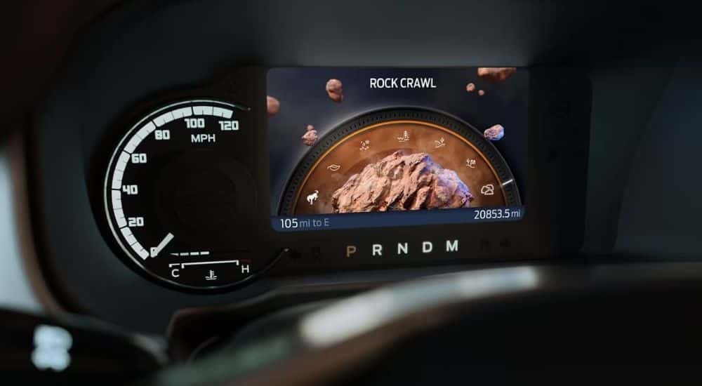 A close up of the dashboard in a 2023 Ford Bronco.