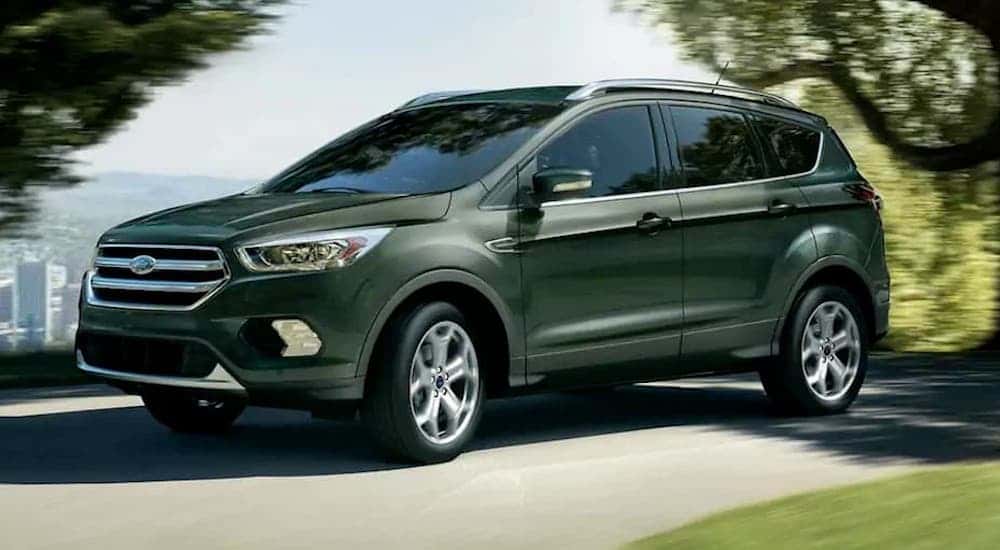 A green 2019 Ford Escape is shown from the side after leaving a used Ford dealer Loganville.
