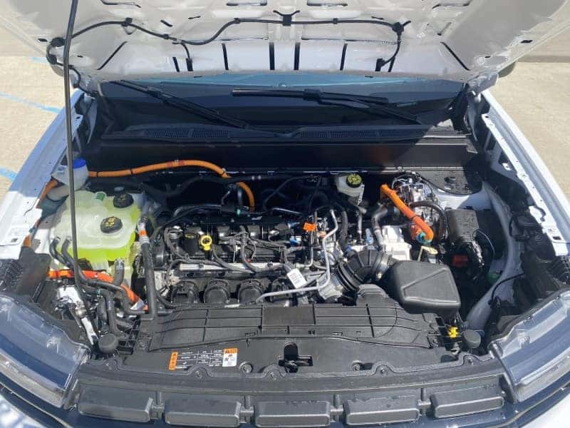 white pickup truck engine