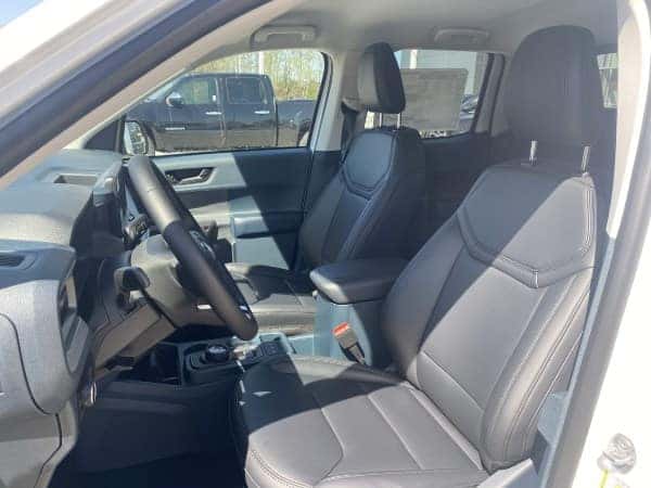 inside white pickup truck