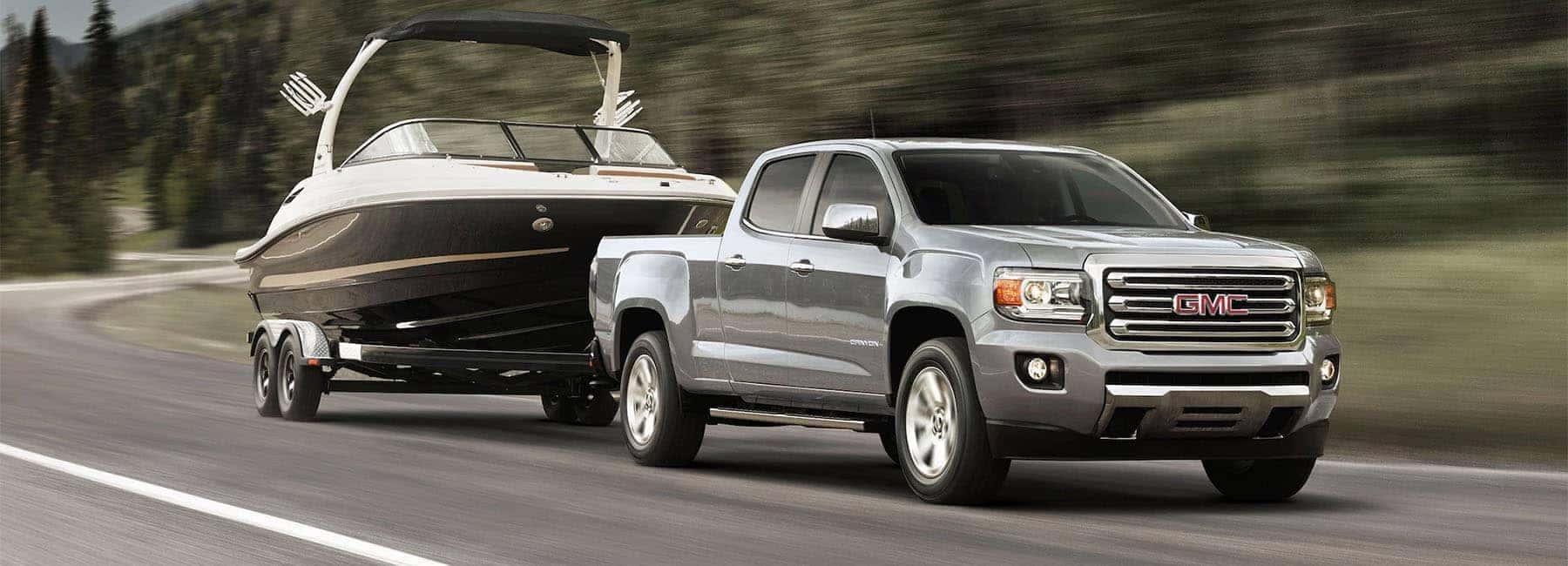 2020 GMC Canyon Small Pickup Truck External Gallery Image Towing Boat