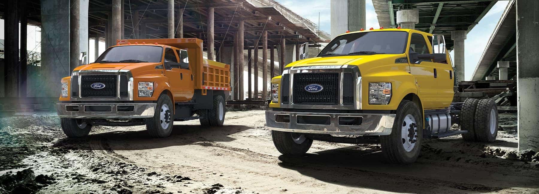 2021 Ford Commercial trucks at a construction site
