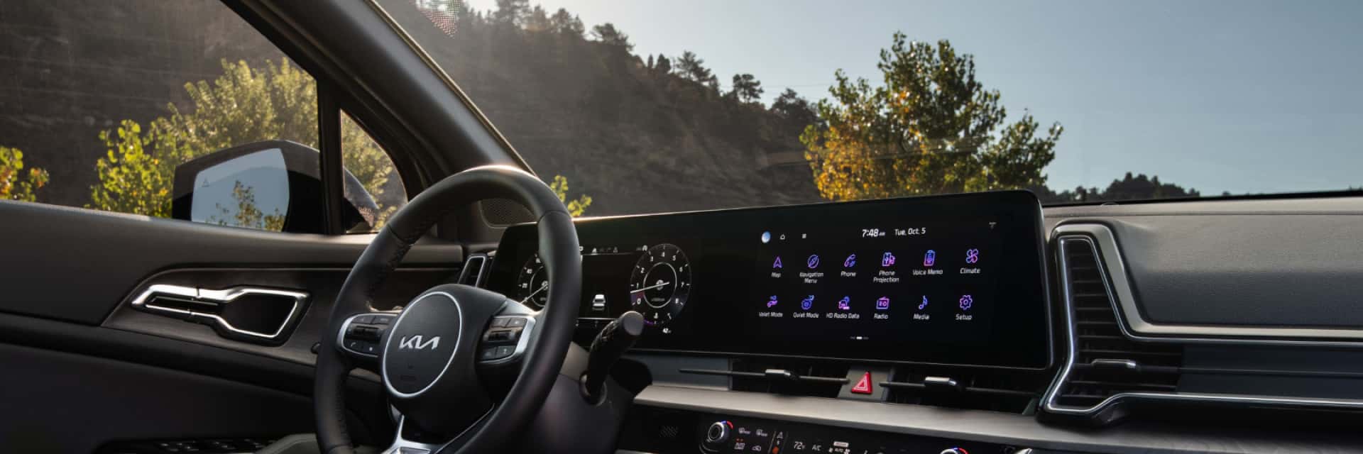 An inside shot of a Kia vehicle