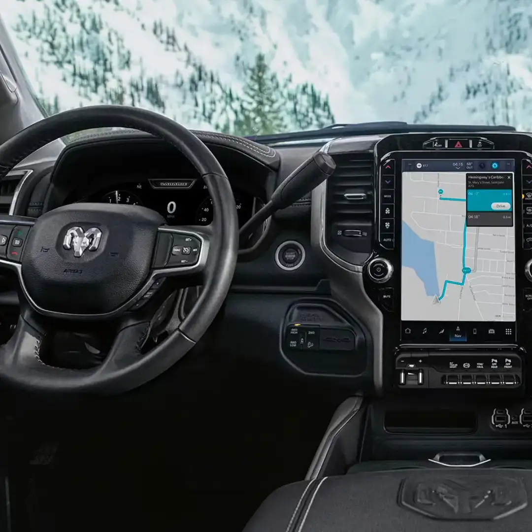 Interior dashboard shot of 2024 RAM 2500.
