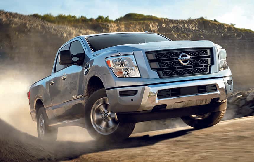 Nissan Titan driving up a hill