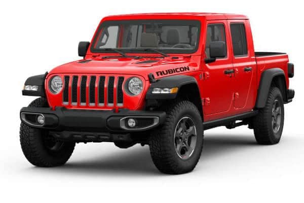 A red 2020 Jeep Gladiator Rubicon