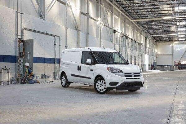 Ram ProMaster City A white Ram ProMaster City parked in a warehouse