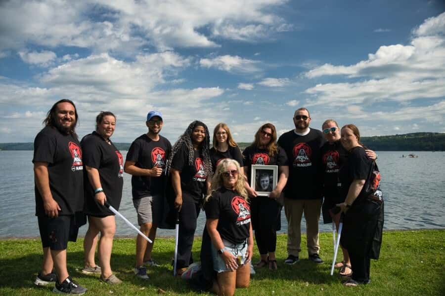 Group by the lake
