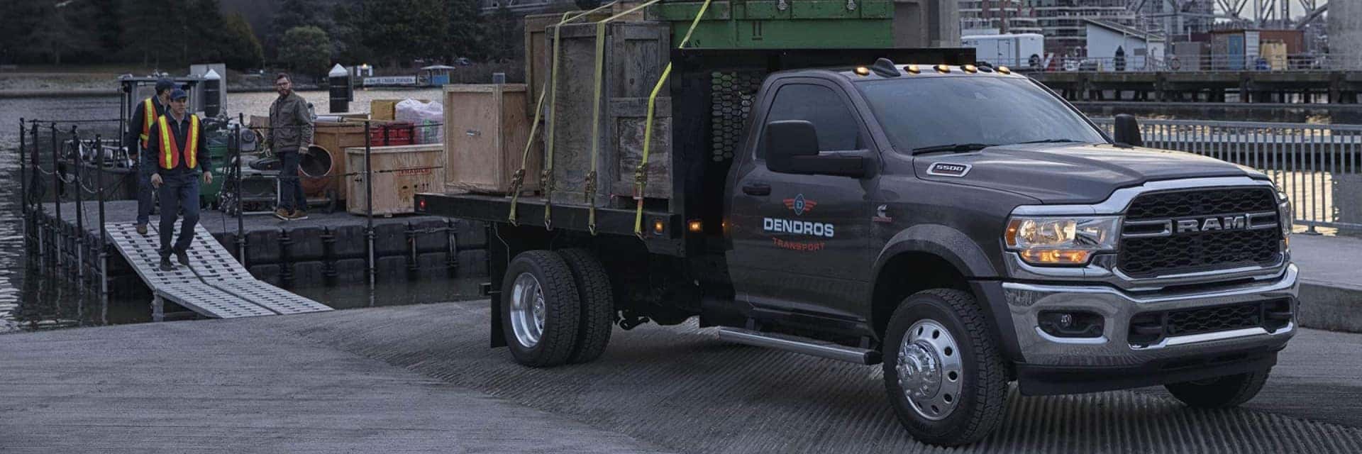 2024 Ram Chassis Cab with flatbed full of construction supplies